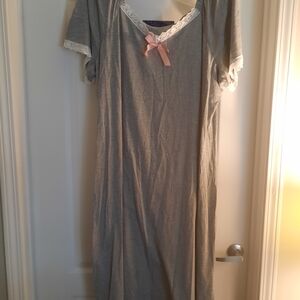 Gray Nightgown with Lace Trim
